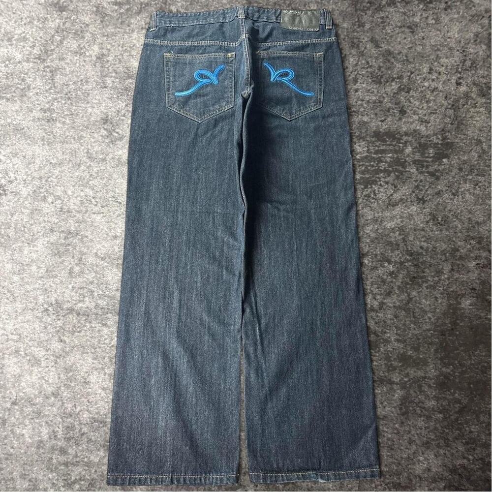 Rocawear Baggy Wide Leg Jeans Men’s W40 Blue Embroidered Y2K Skater